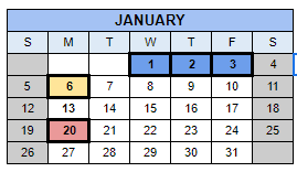 District School Academic Calendar for Rhodes Junior High School for January 2025