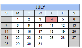 District School Academic Calendar for O'connor Elementary School for July 2024