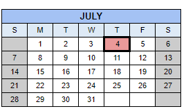 District School Academic Calendar for Johnson Elementary School for July 2024