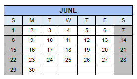 District School Academic Calendar for O'connor Elementary School for June 2025
