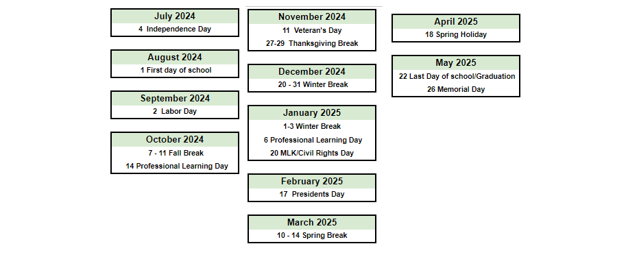 District School Academic Calendar Key for Kino Junior High School