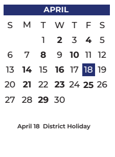 District School Academic Calendar for New Middle School for April 2025