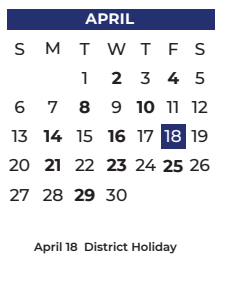 District School Academic Calendar for P A S S Learning Ctr for April 2025