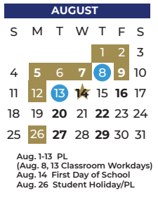 District School Academic Calendar for Lawrence Elementary for August 2024