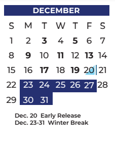 District School Academic Calendar for Mckenzie Elementary for December 2024
