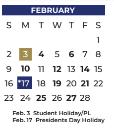 District School Academic Calendar for Shands Elementary for February 2025