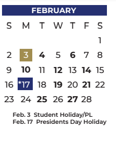 District School Academic Calendar for Lawrence Elementary for February 2025