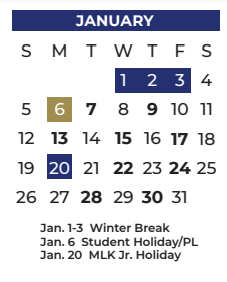 District School Academic Calendar for P A S S Learning Ctr for January 2025