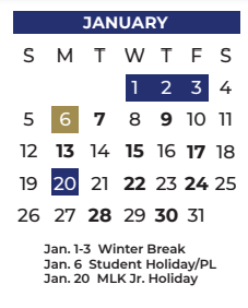 District School Academic Calendar for Hodges Elementary for January 2025