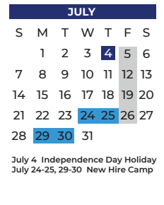 District School Academic Calendar for Poteet High School for July 2024