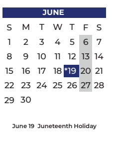 District School Academic Calendar for Beasley Elementary for June 2025