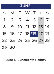 District School Academic Calendar for P A S S Learning Ctr for June 2025