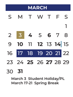 District School Academic Calendar for Smith Elementary for March 2025