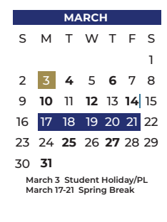 District School Academic Calendar for Poteet High School for March 2025