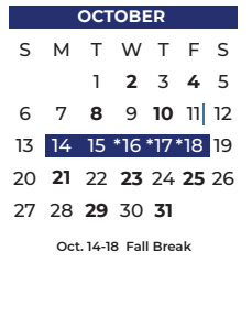 District School Academic Calendar for Thompson Elementary for October 2024