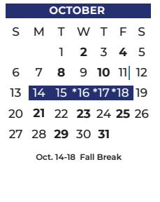 District School Academic Calendar for P A S S Learning Ctr for October 2024