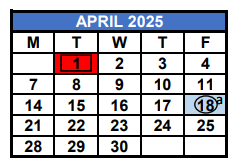 District School Academic Calendar for Mater Academy for April 2025