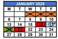 District School Academic Calendar for Miami Palmetto Senior High Adult for January 2025