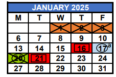 District School Academic Calendar for Citrus Grove Middle School for January 2025