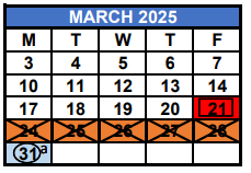 District School Academic Calendar for Nathan B. Young Elementary School for March 2025