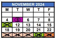 District School Academic Calendar for Martin Luther King Elementary School for November 2024