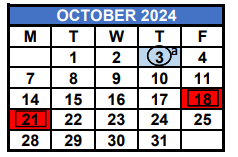 District School Academic Calendar for Thomas Jefferson Middle School for October 2024