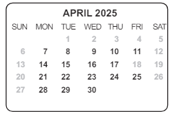 District School Academic Calendar for Martin T Krueger Middle Sch for April 2025