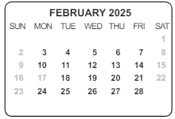 District School Academic Calendar for Martin T Krueger Middle Sch for February 2025