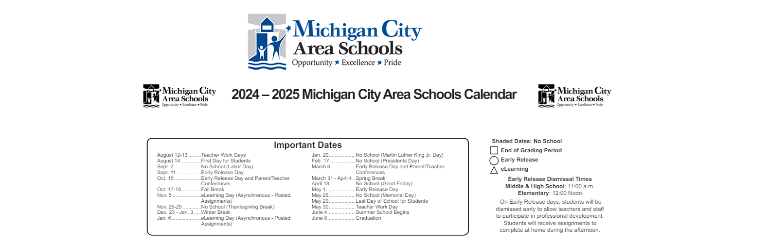 District School Academic Calendar Key for Martin T Krueger Middle Sch