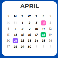 District School Academic Calendar for Greathouse Elementary for April 2025