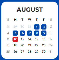 District School Academic Calendar for Pease Communications/technology Ma for August 2024
