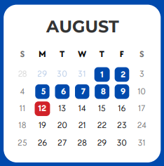 District School Academic Calendar for Bonham Elementary for August 2024