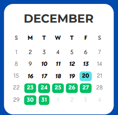 District School Academic Calendar for Lee High School for December 2024