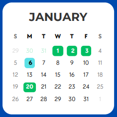 District School Academic Calendar for Abell Junior High for January 2025