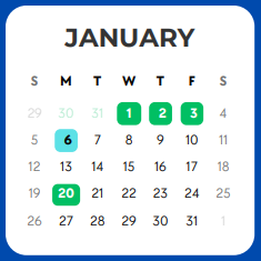 District School Academic Calendar for Midland Excel Campus for January 2025