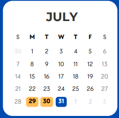 District School Academic Calendar for Culver Youth Home for July 2024