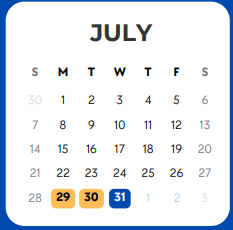 District School Academic Calendar for De Zavala Elementary for July 2024