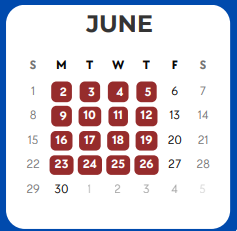District School Academic Calendar for Bunche Early Childhd Ctr for June 2025