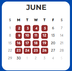 District School Academic Calendar for Culver Youth Home for June 2025