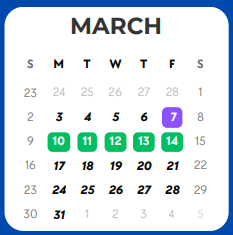 District School Academic Calendar for Long Elementary for March 2025