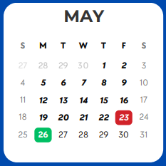 District School Academic Calendar for Midland Freshman High School for May 2025