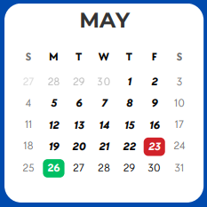 District School Academic Calendar for Midland Excel Campus for May 2025