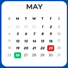 District School Academic Calendar for Lee Freshman High School for May 2025