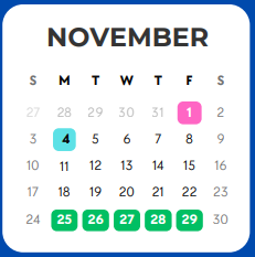 District School Academic Calendar for Greathouse Elementary for November 2024