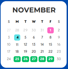 District School Academic Calendar for Pease Communications/technology Ma for November 2024