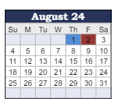 District School Academic Calendar for Prairie Crossing Elementary Sch for August 2024