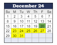 District School Academic Calendar for Prairie Crossing Elementary Sch for December 2024