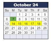 District School Academic Calendar for Prairie Crossing Elementary Sch for October 2024
