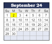 District School Academic Calendar for Prairie Crossing Elementary Sch for September 2024