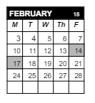 District School Academic Calendar for Middle School Alternative Prog for February 2025
